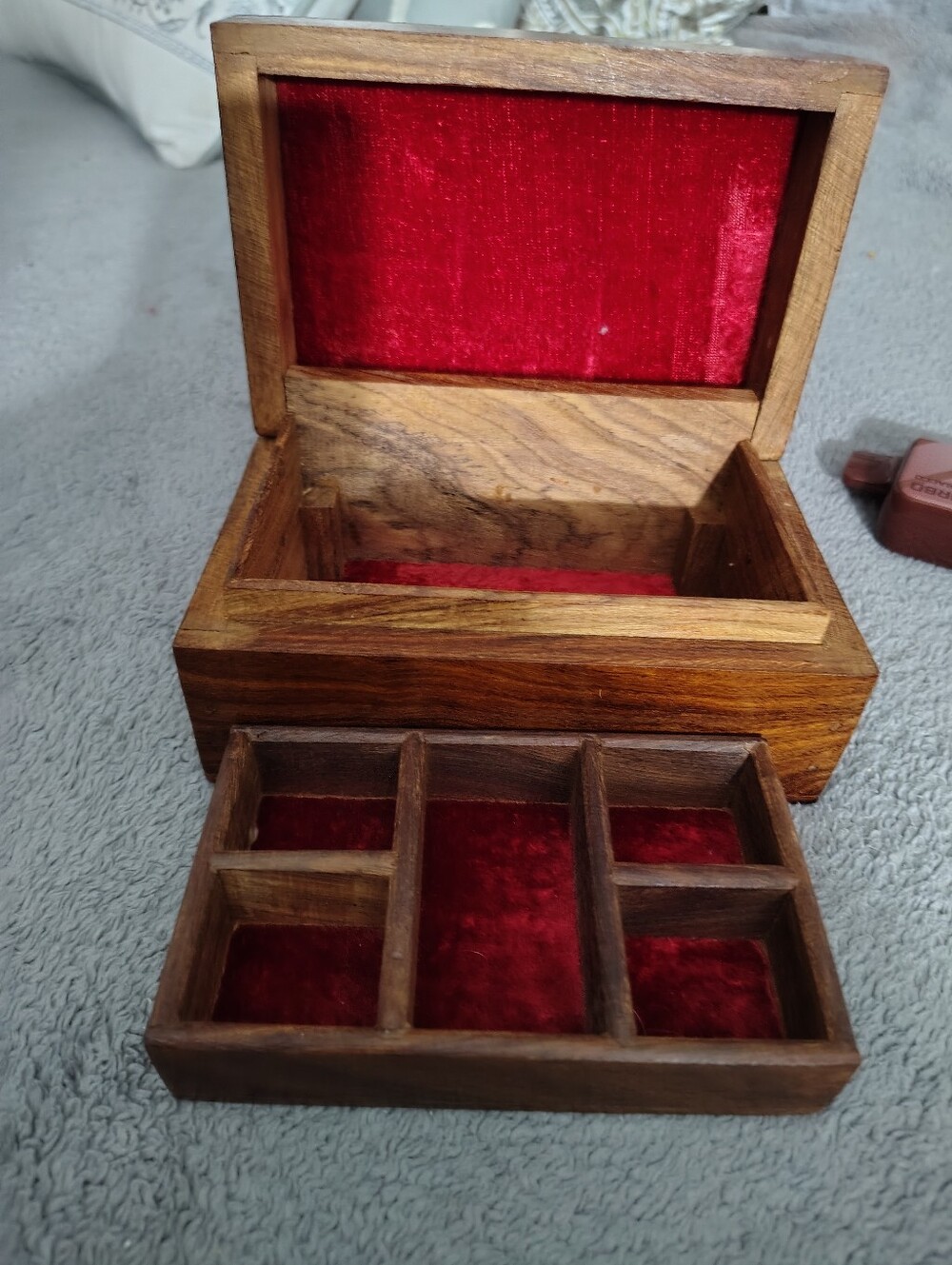 Wooden Jewelry Box with Brass Inlay - Brown - Picture 8 of 8